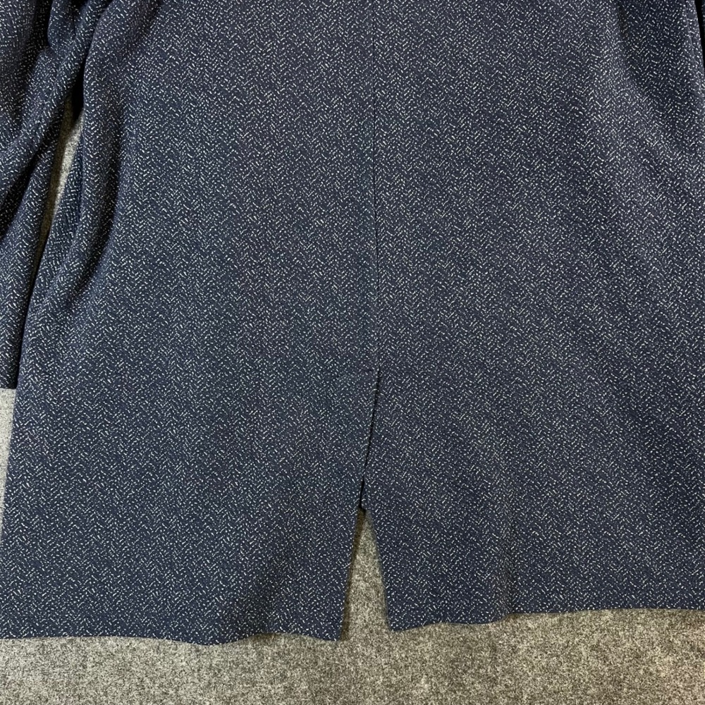 Lucky Brand Navy Blue White Herringbone Open Front Cardigan Jacket XL - Picture 13 of 13